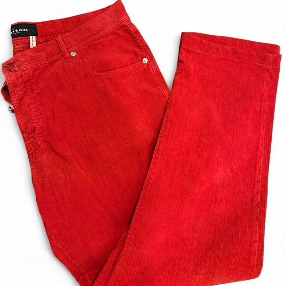 Kiton Men's Designer Red Corduroy Jeans - Picture 2 of 5